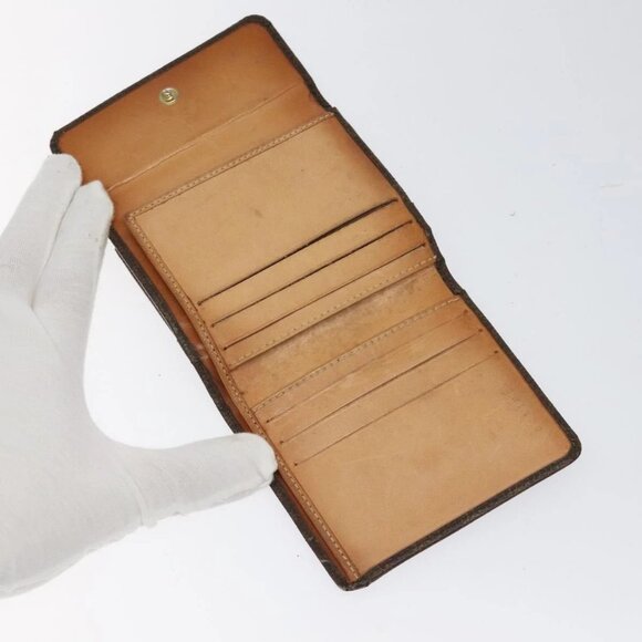 CELINE Macadam Canvas Compact Wallet PVC Leather Brown Auth yk17906 - Picture 12 of 16